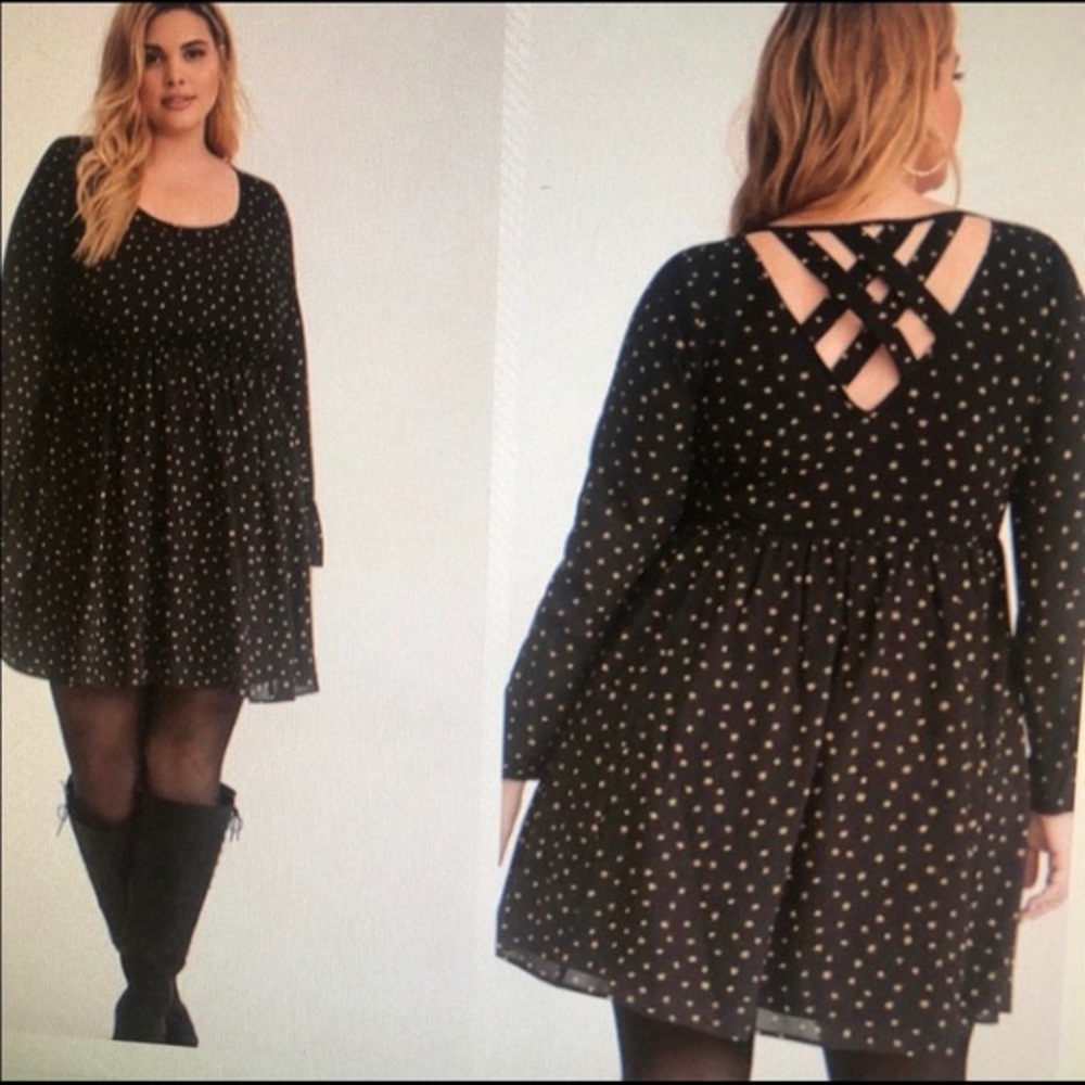 Torrid Black Dress with Gold Stars